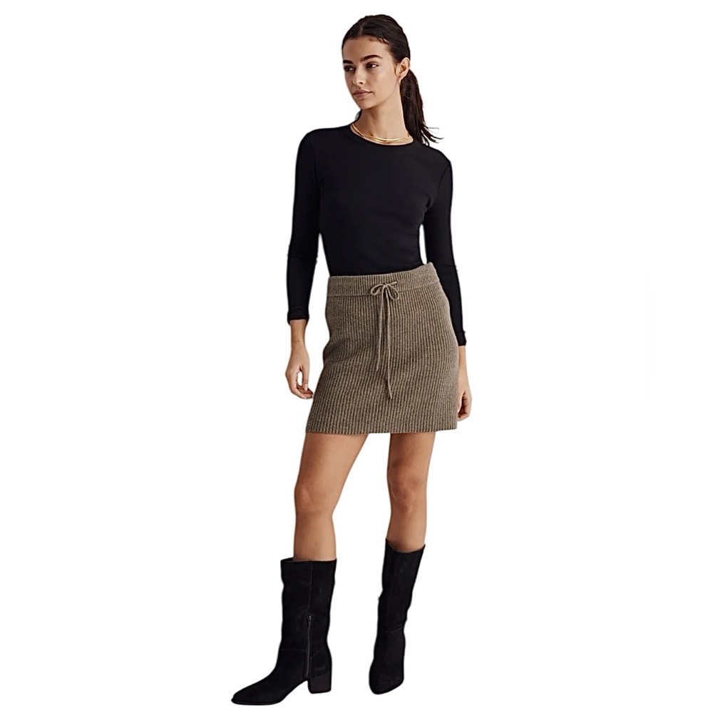 Madewell High Rise Green Drawstring Sweater Knit Mini Skirt Size Medium NWOT